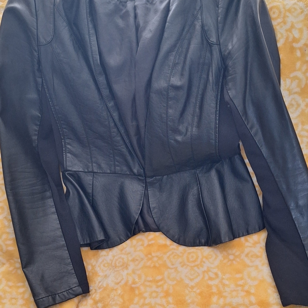 Wet Seal Black Faux Leather Blazer